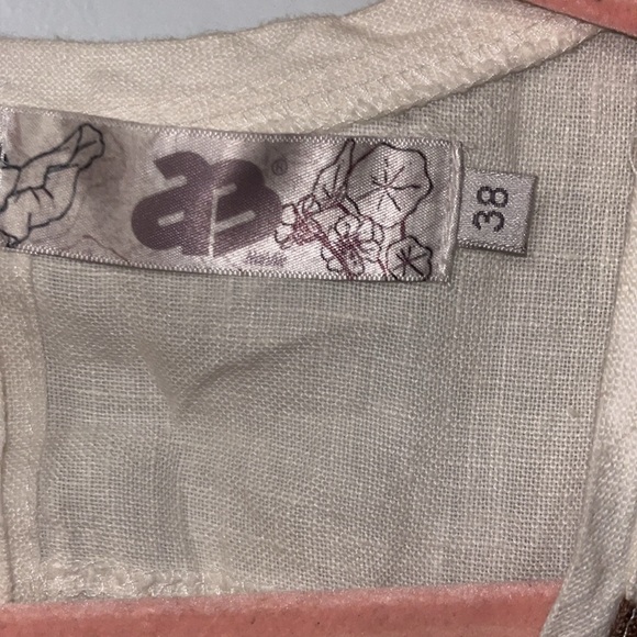 AB NAHILK Sleeveless Linen Dress Midi Triangle Keyhole EYES Cream Sz 10 - Picture 3 of 7